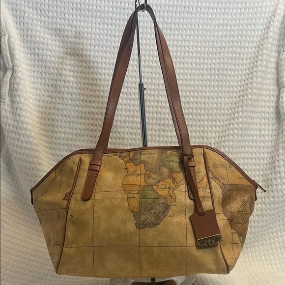 Alviero Martini Tan Map Print Women's Bag - Picture 2 of 15